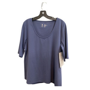 Joy Clean Boss Blue Scoop Neck Top 1X - Plus Size Shirts